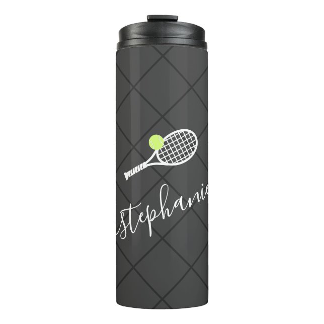 Tennis Personalized Script Name Monogram Thermal Tumbler (Front)
