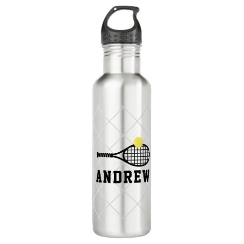 Tennis Personalized Silver Gray Stainless Steel Water Bottle