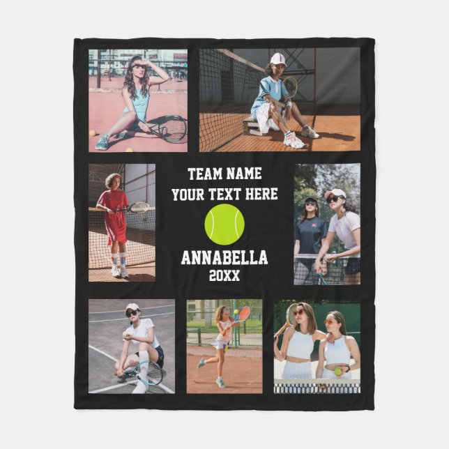 Tennis photo collage fleece blanket (Front)