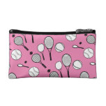 tennis pink black white cosmetic bag at Zazzle