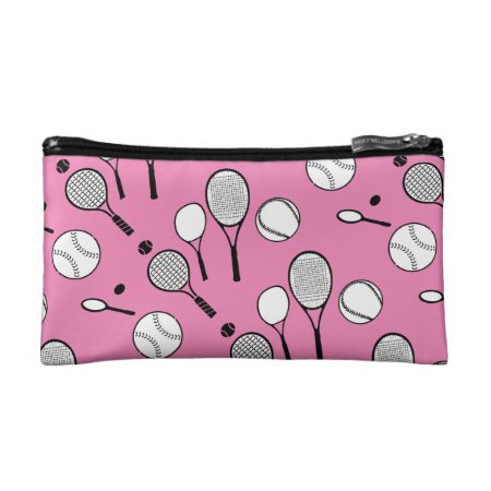 Tennis Pink Black White Cosmetic Bag
