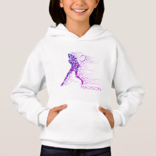Tennis Pink Pixels Personalized Name Hoodie