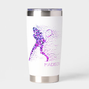 Tennis Pink Pixels Personalized Name Insulated Tumbler