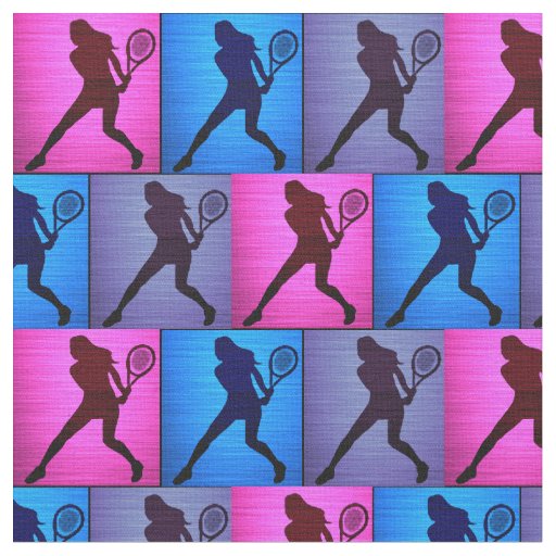 Tennis Pink, Purple, Blue Tile Fabric