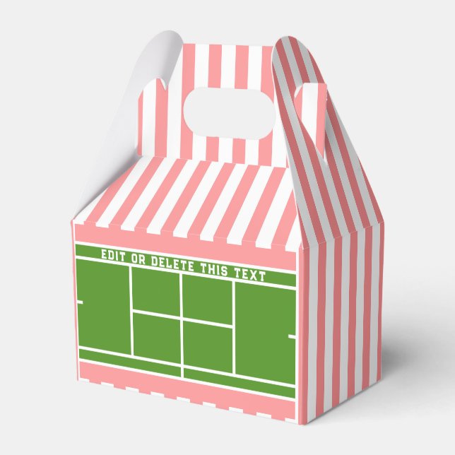 Tennis Pink-striped Favor Box (Front Side)