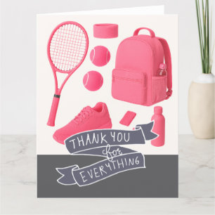 Tennis Pink Themed Folded Thank You Card
