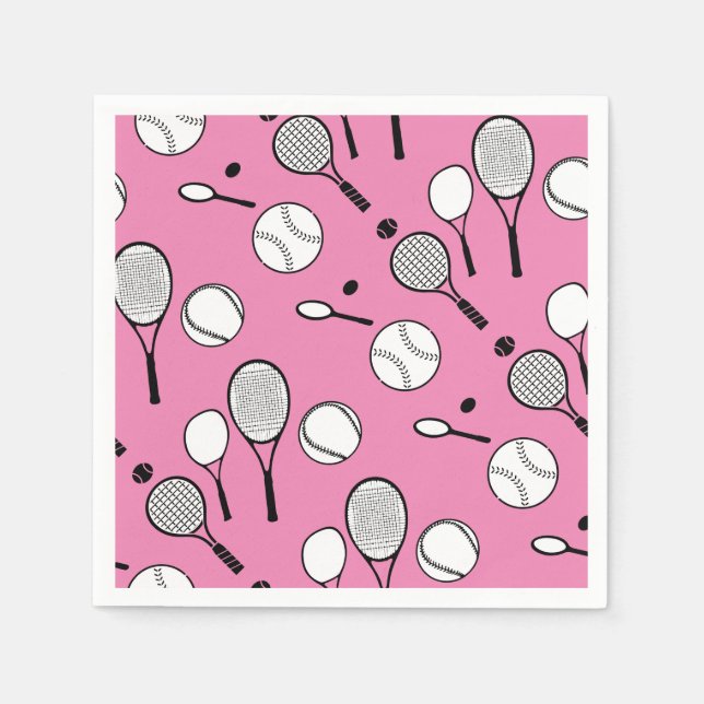 Tennis pink white black napkins (Front)