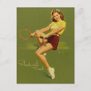 Tennis PinUp Girl Postcard