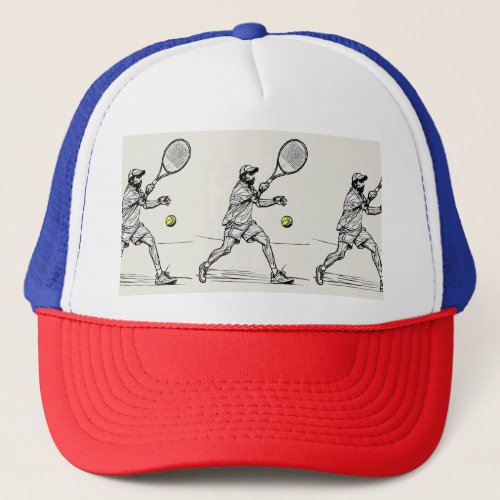 Tennis Player Action Printed Trucker Hat