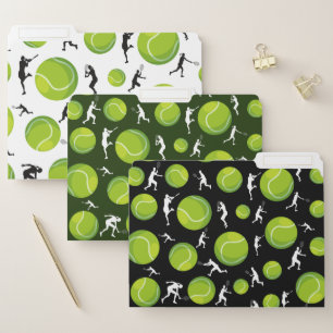 Tennis Player & Ball Athletic Pattern Kids School File Folder