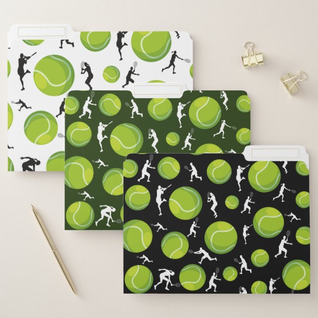 Tennis Player & Ball Athletic Pattern Kids School File Folder (Set)
