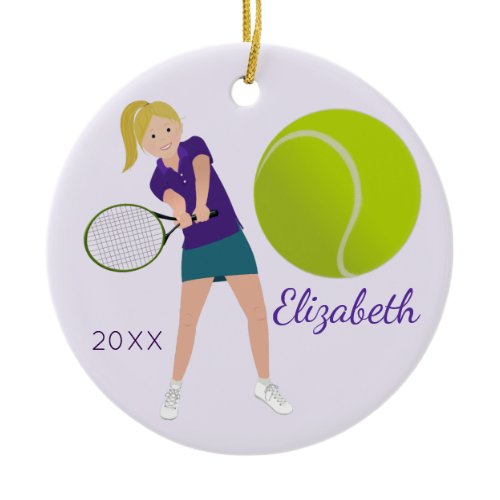Tennis Player Blonde Keepsake Ornament