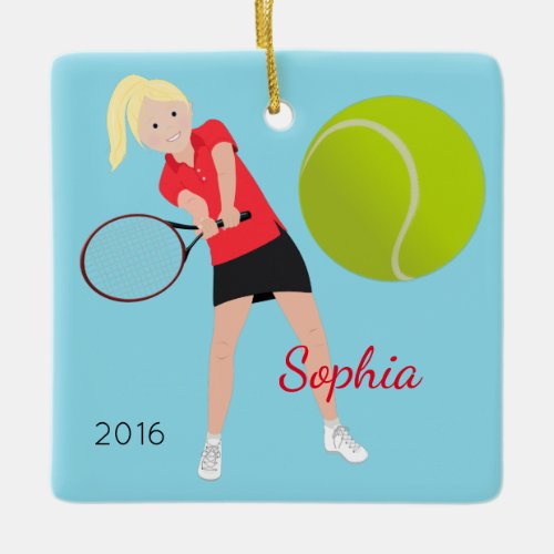 Tennis Player Blonde Keepsake Ornament