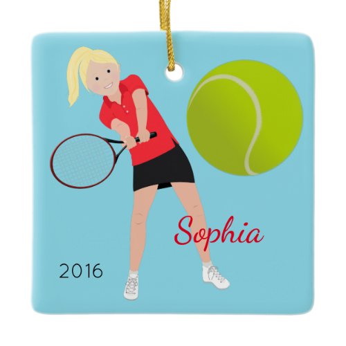 Tennis Player Blonde Keepsake Ornament