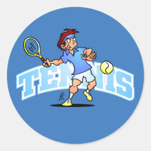 Tennis player classic round sticker