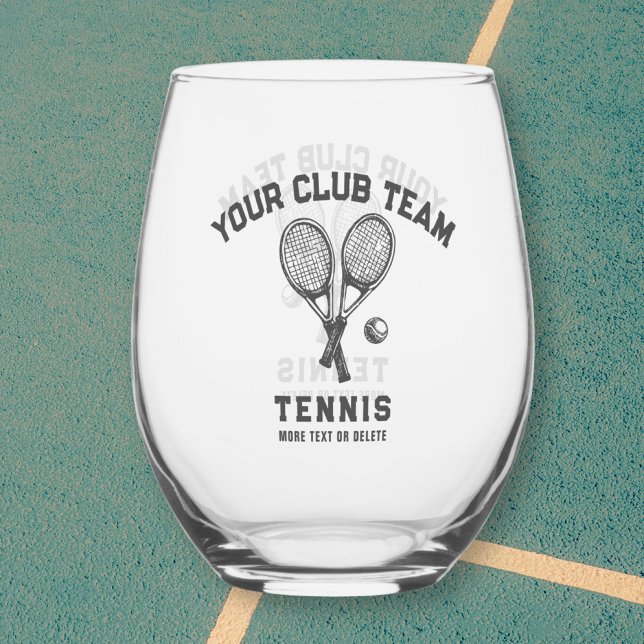 Tennis Player Club Team Name Personalized Stemless Wine Glass (Creator Uploaded)
