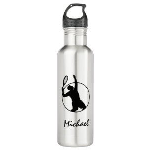 Tennis Player Coach Athlete Serving Personalized Stainless Steel Water Bottle