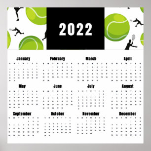 Tennis Player Coach Calendar 2022 Ball Pattern Poster