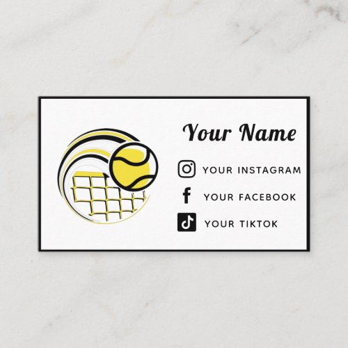 Tennis Player Coach Club Modern Social Media Sport Business Card