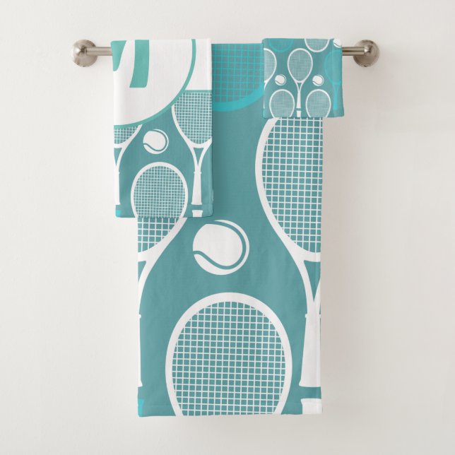 Tennis Player Coach Personalized Gift Monogram Fun Bath Towel Set (Insitu)