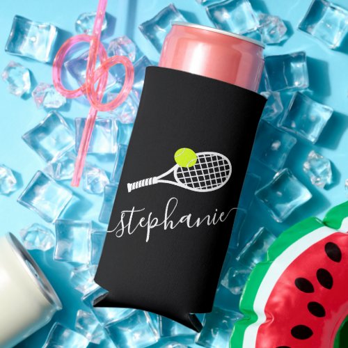 Tennis Player Custom Name Personalized Seltzer Can Cooler