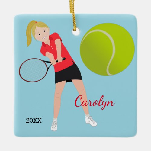Tennis Player Dark Blonde Keepsake Ornament