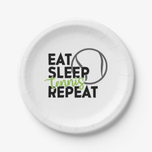 Tennis Player Eat Sleep Tennis Repeat Paper Plates