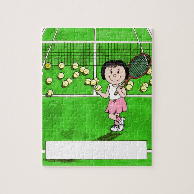 Tennis Player, Female - Personalized Cartoon Gift Jigsaw Puzzle (Vertical)
