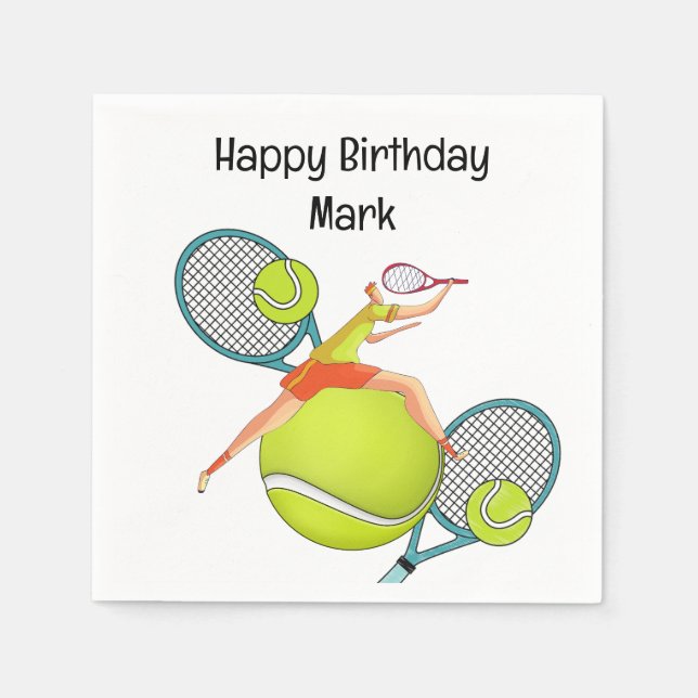 Tennis  player for birthday party napkins (Front)