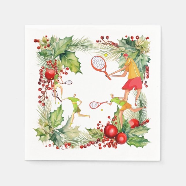 Tennis Player for Christmas Party  Napkins (Front)