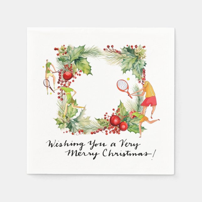 Tennis Player for Christmas Party  Napkins (Front)