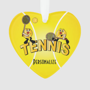 Tennis Player Fun Cartoon DIY Name Ornament