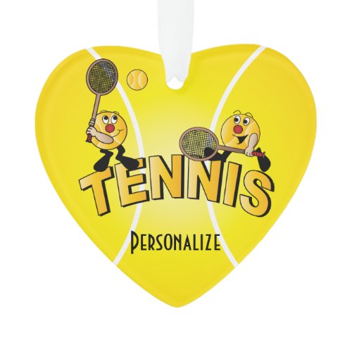 Tennis Player Fun Cartoon | DIY Name Ornament