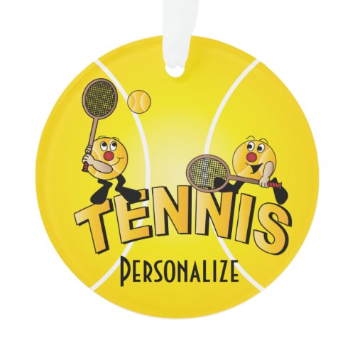 Tennis Player Fun Cartoon Ornament