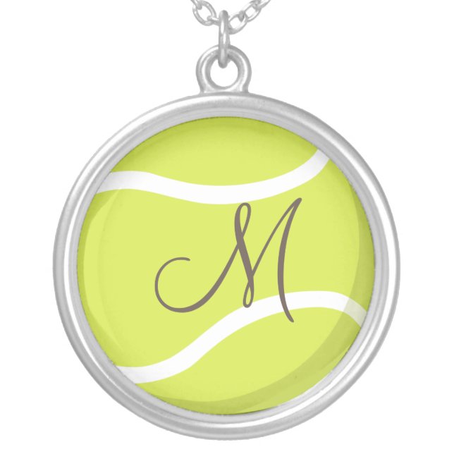 tennis player gifts girls monogrammed silver plated necklace (Front)