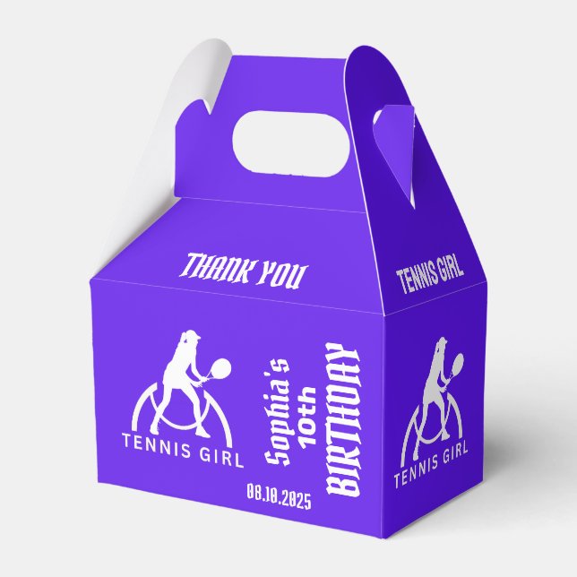Tennis Player Girl, Birthday Girl Favor Box (Front Side)