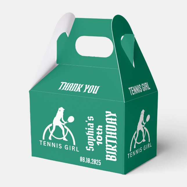 Tennis Player Girl, Birthday Girl Favor Box (Front Side)
