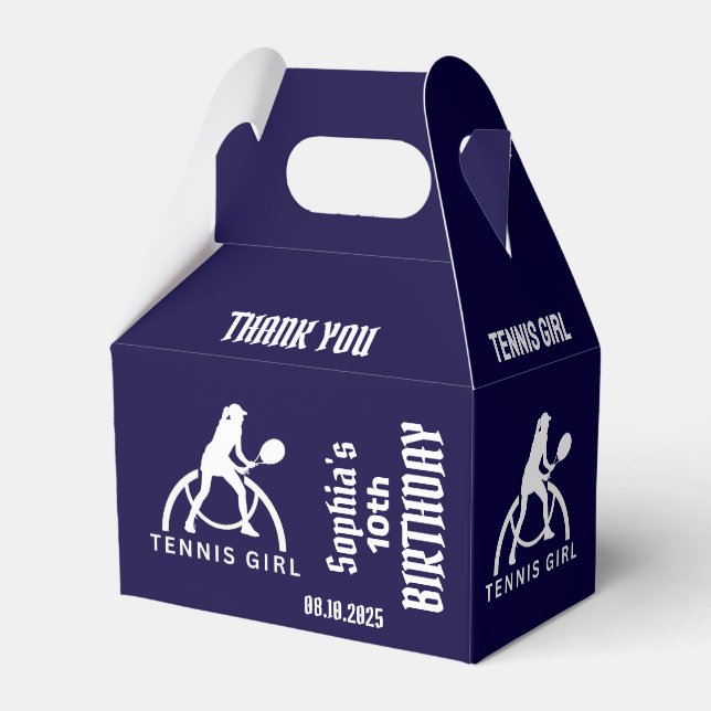 Tennis Player Girl, Birthday Girl Favor Box (Front Side)