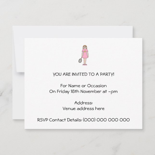 Tennis Player Girl. Invitation (Front)