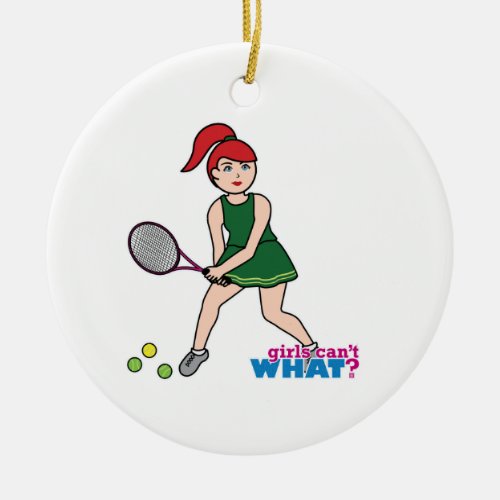 Tennis Player Girl _ LightRed Ceramic Ornament