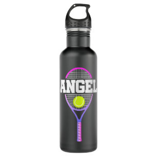 Tennis Player Girl Name Angel Ball and Racket Spor Stainless Steel Water Bottle