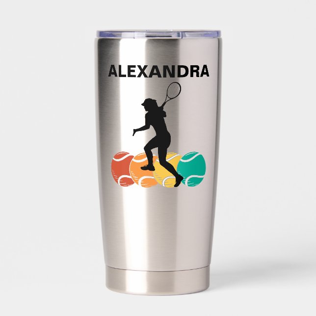 Tennis Player Girl, Tennis Girl  Birthday Insulated Tumbler (Front)