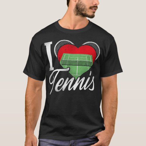 Tennis Player I Love Tennis Heart T_Shirt