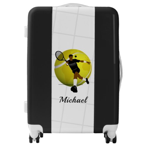 Tennis Player Illustration Boys Coach Name Sporty Luggage