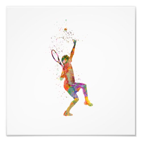 Tennis player in watercolor photo print