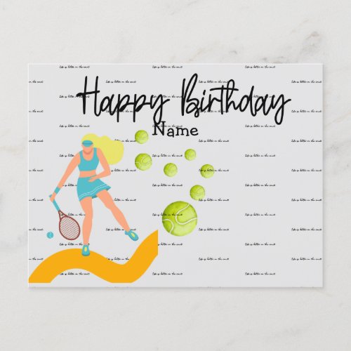 Tennis Player is playing Happy Birthday  Postcard