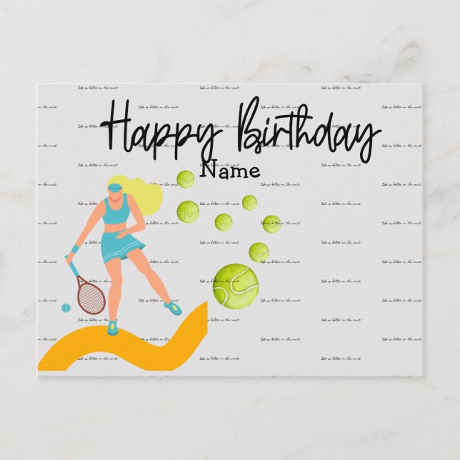 Tennis Player is playing Happy Birthday  Postcard (Front)