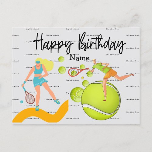 Tennis Player is playing Happy Birthday   Postcard