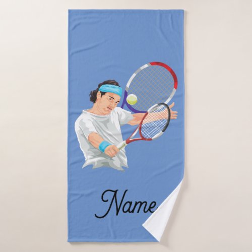 Tennis Player is Playing with ball and Racket  Bath Towel