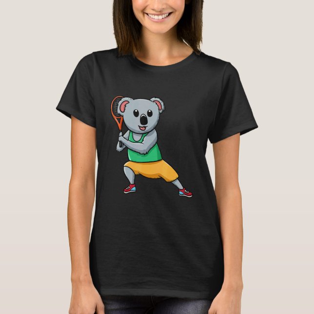 Tennis Player Koala Bear Tennis Coach Racket Game T-Shirt (Front)